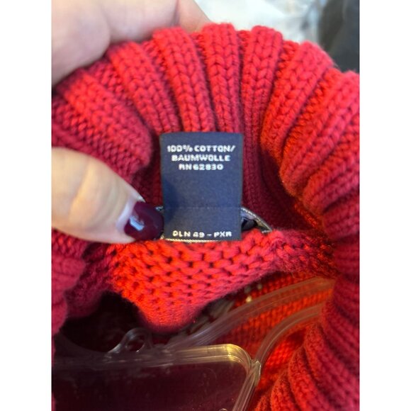 Vintage Land's End Women's Red Sweater Christmas Reindeer Snowflake Turtleneck - Picture 6 of 13